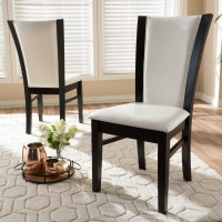 Baxton Studio RH5510C-Dark Brown/White-DC Adley Modern and Contemporary Dark Brown Finished White Faux Leather Dining Chair (Set of 2)